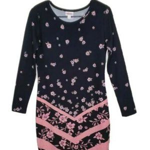 LuLaRoe Dress NWT Small Womens Black Pink Bodycon Stretch